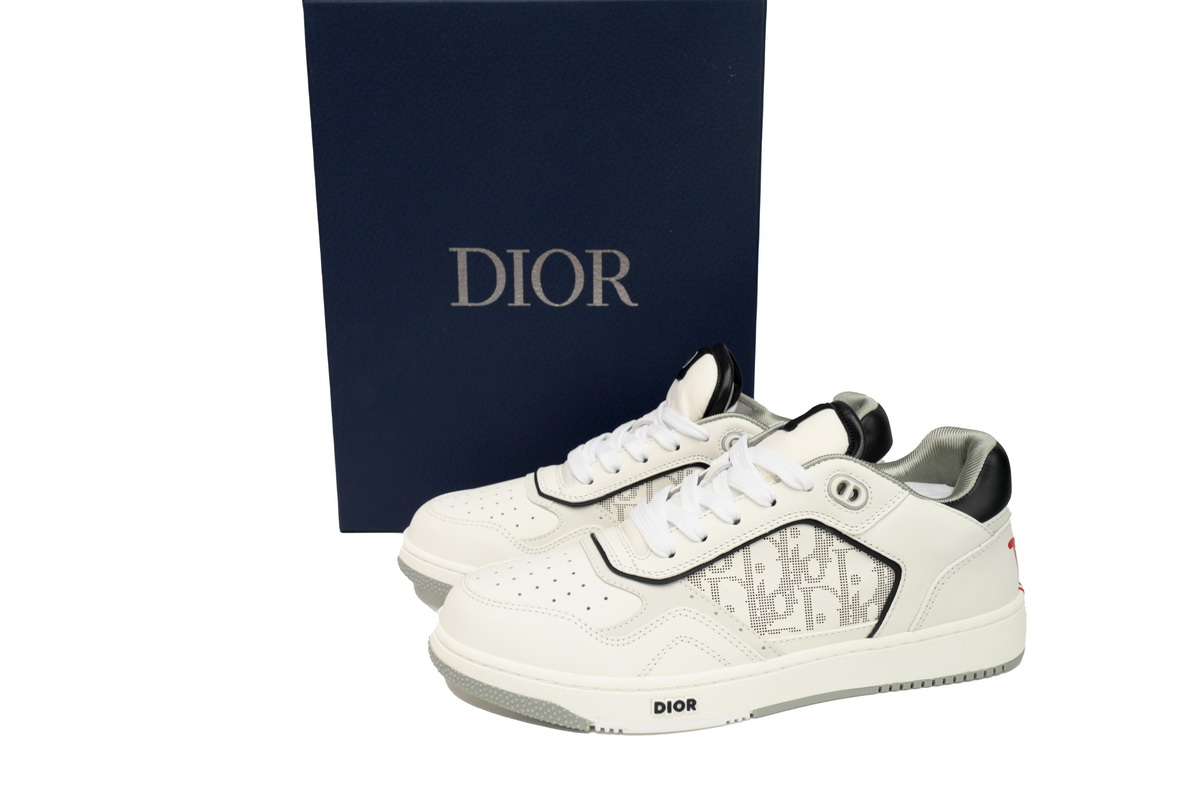 EM Sneakers Dior B27 Uptown Low-Top Sneaker White and Black Smooth Calfskin with White Dior Oblique Galaxy Leather