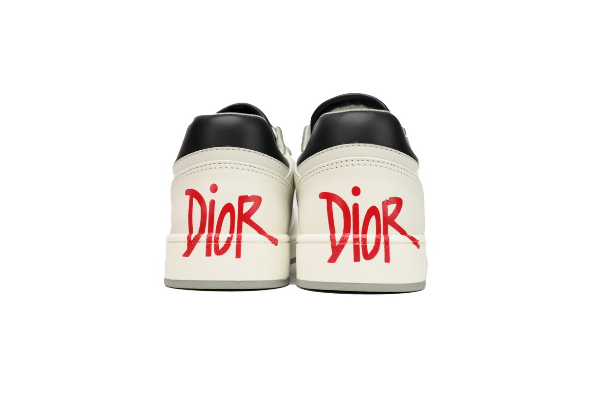 EM Sneakers Dior B27 Uptown Low-Top Sneaker White and Black Smooth Calfskin with White Dior Oblique Galaxy Leather