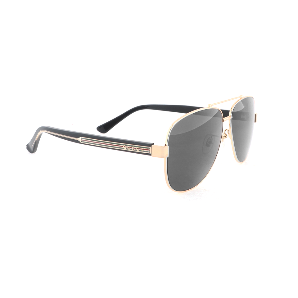 EM Sneakers Gucci Aviator Sunglasses with Red and Green Striped Frames /Gold Metal Frames /Grey Lenses