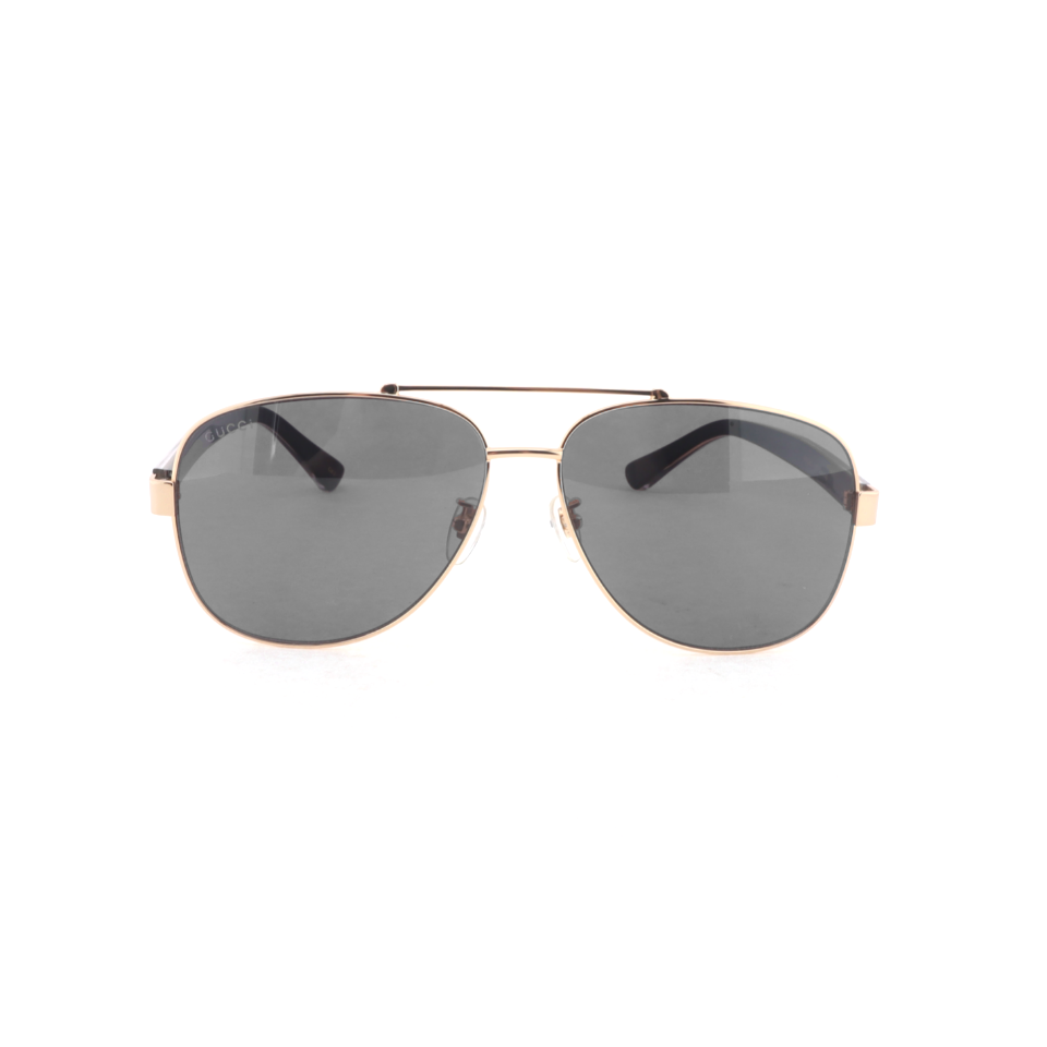 EM Sneakers Gucci Aviator Sunglasses with Red and Green Striped Frames /Gold Metal Frames /Grey Lenses