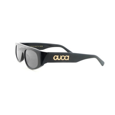 EM Sneakers GUCCI Rectangular-frame Acetate Sunglasses Black Gold 01