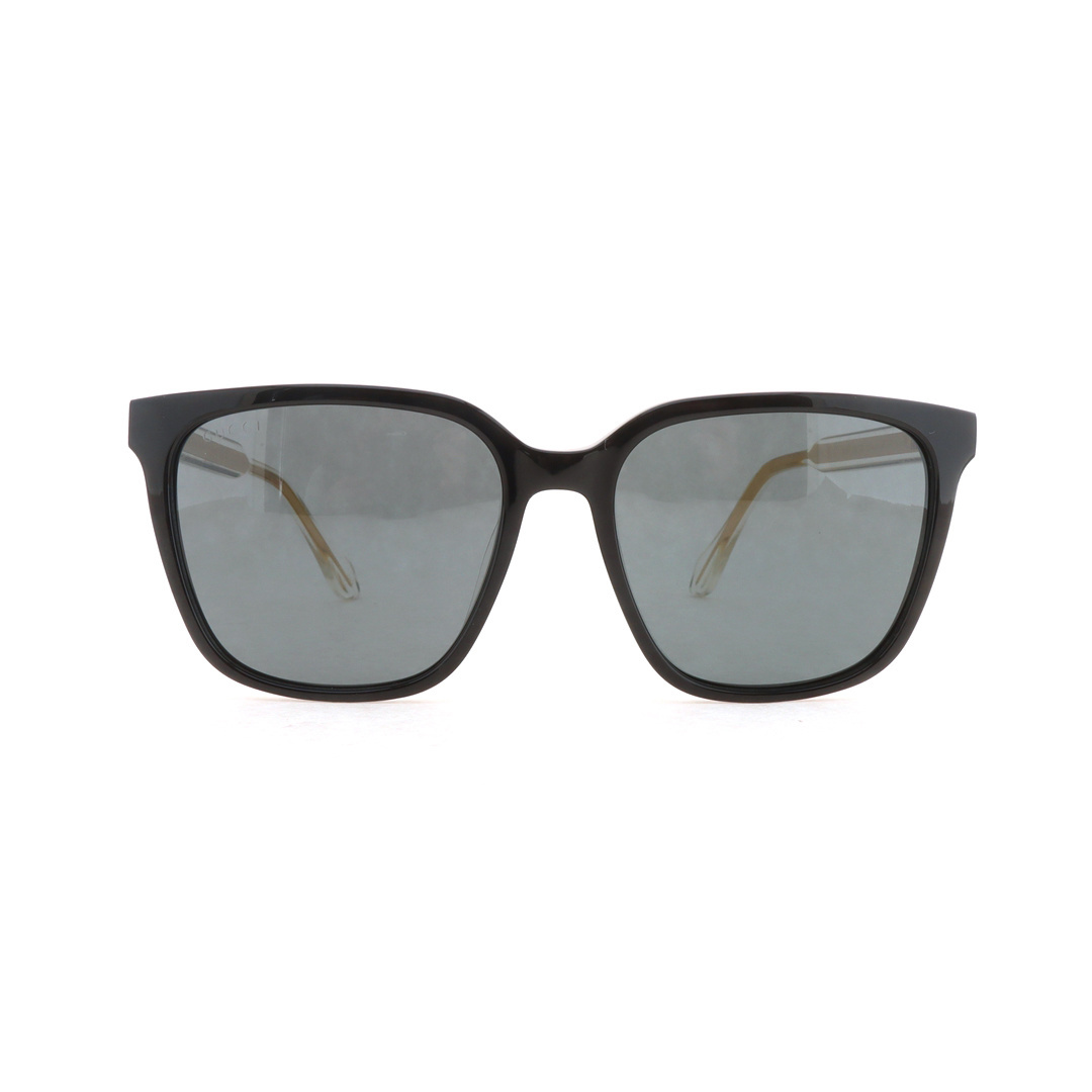 EM Sneakers Gucci Temple-Logo Rectangle Sunglasses /Gold Metal Frames /Black Lenses