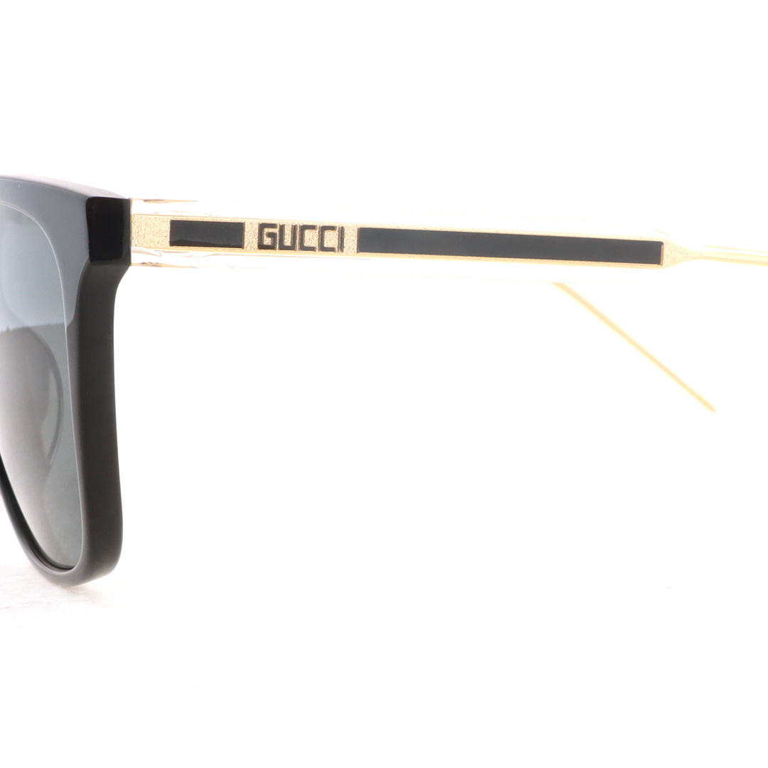 EM Sneakers Gucci Temple-Logo Rectangle Sunglasses /Gold Metal Frames /Black Lenses