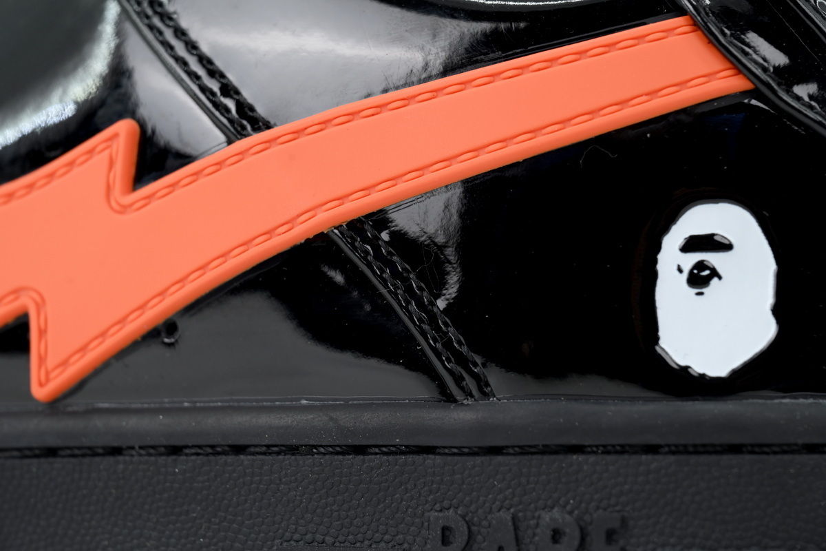 EM Sneakers A Bathing Ape Bape Sta Black Tangerine Red Big Star