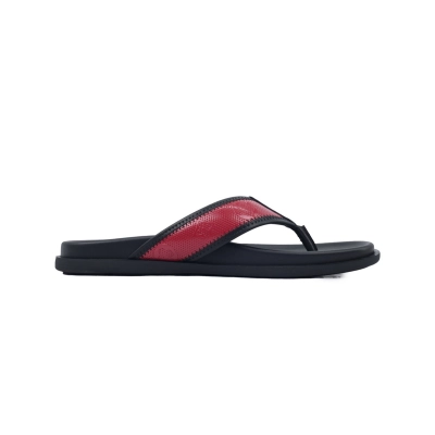 EM Sneakers Louis Vuitton LV Mirabeau Thong Slides Black and Red On The Internet 02