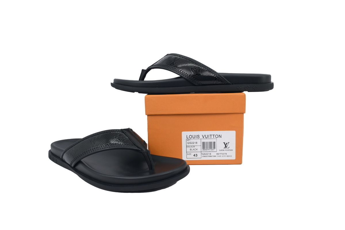 EM Sneakers Louis Vuitton LV Mirabeau Thong Slides Black Skin