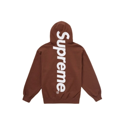 EM Sneakers Supreme Satin Applique Hooded Sweatshirt (FW24) Brown 01