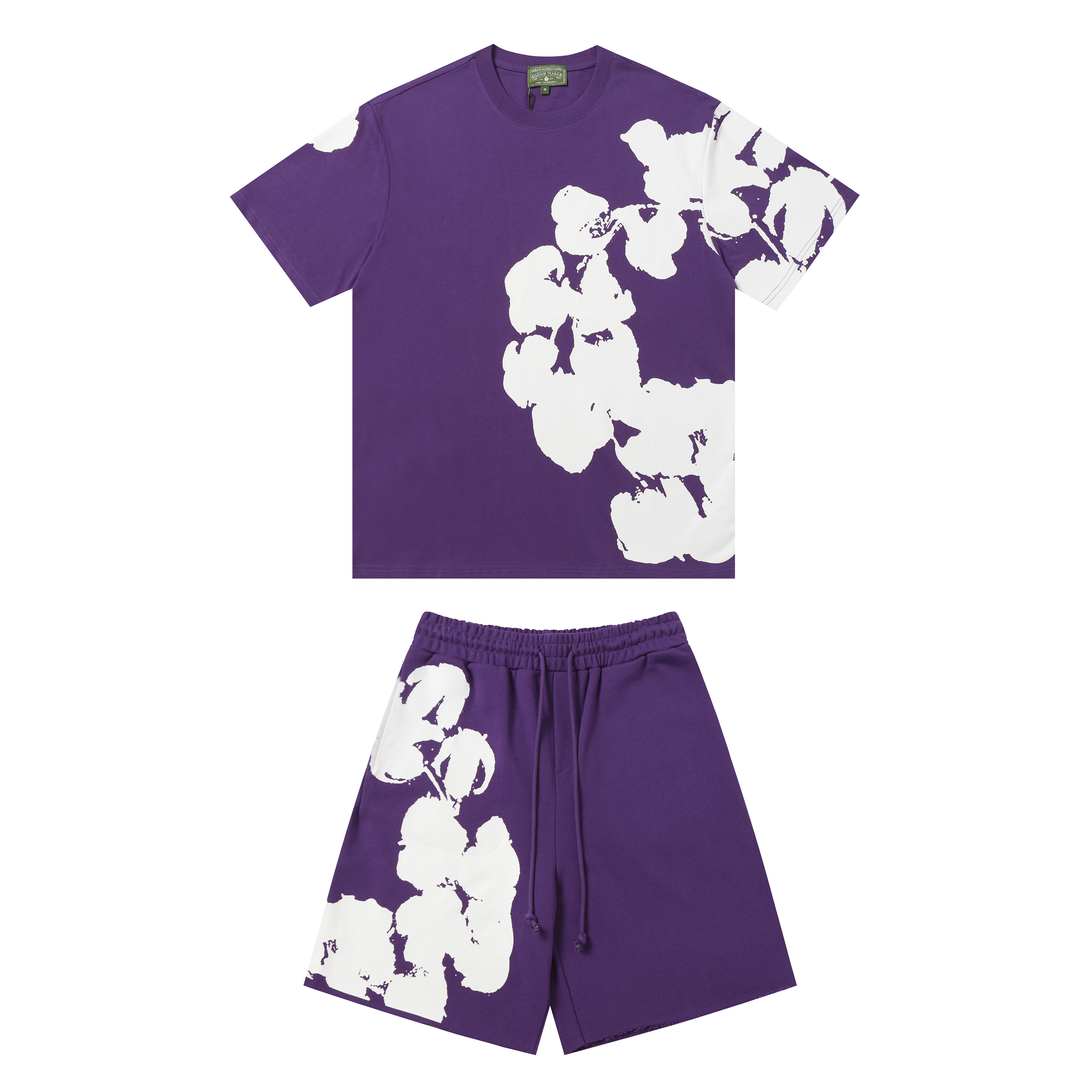 EM Sneakers Denim Tears Big Cotton Wreath T-shirt & Shorts Sets Purple