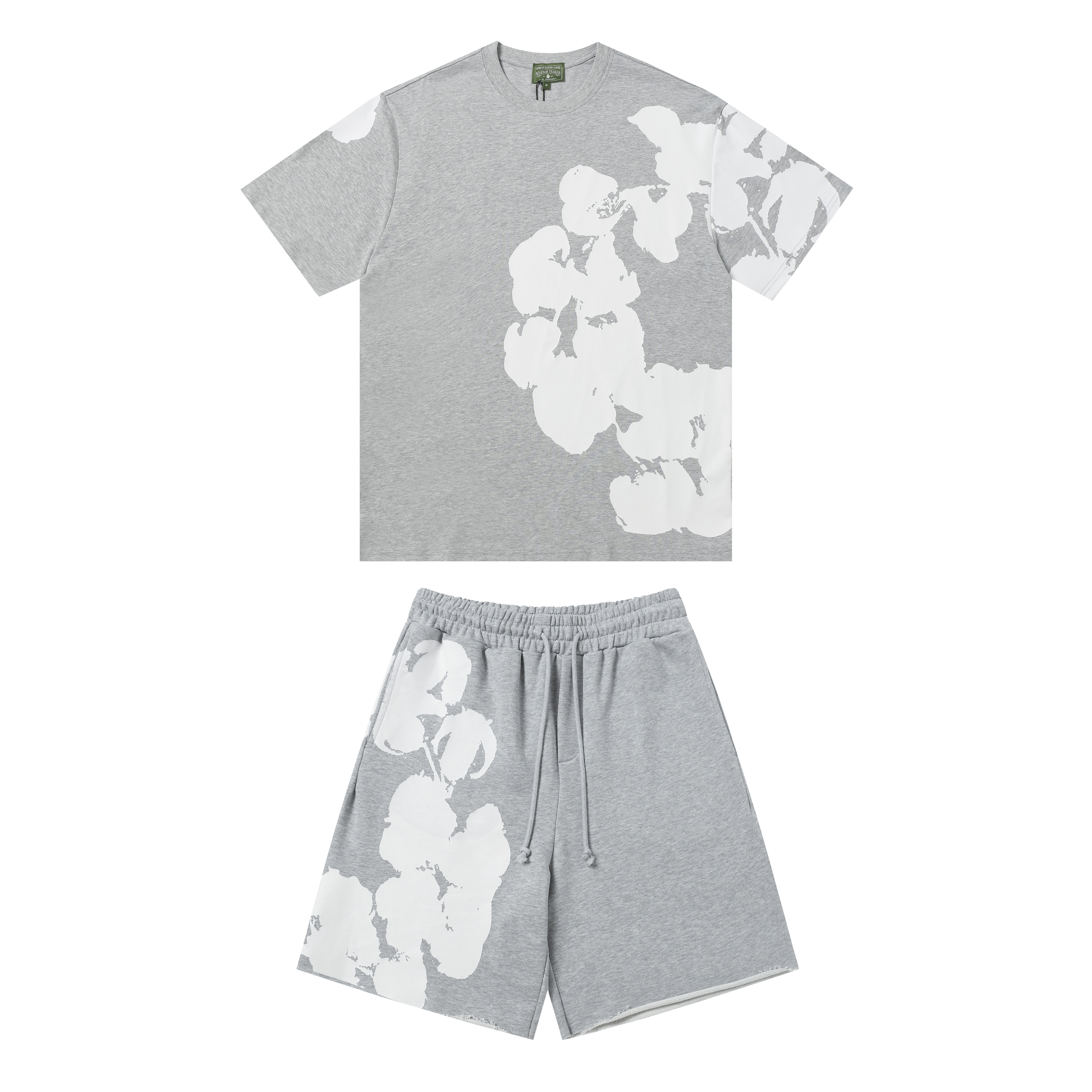 EM Sneakers Denim Tears Big Cotton Wreath T-shirt & Shorts Sets Gray
