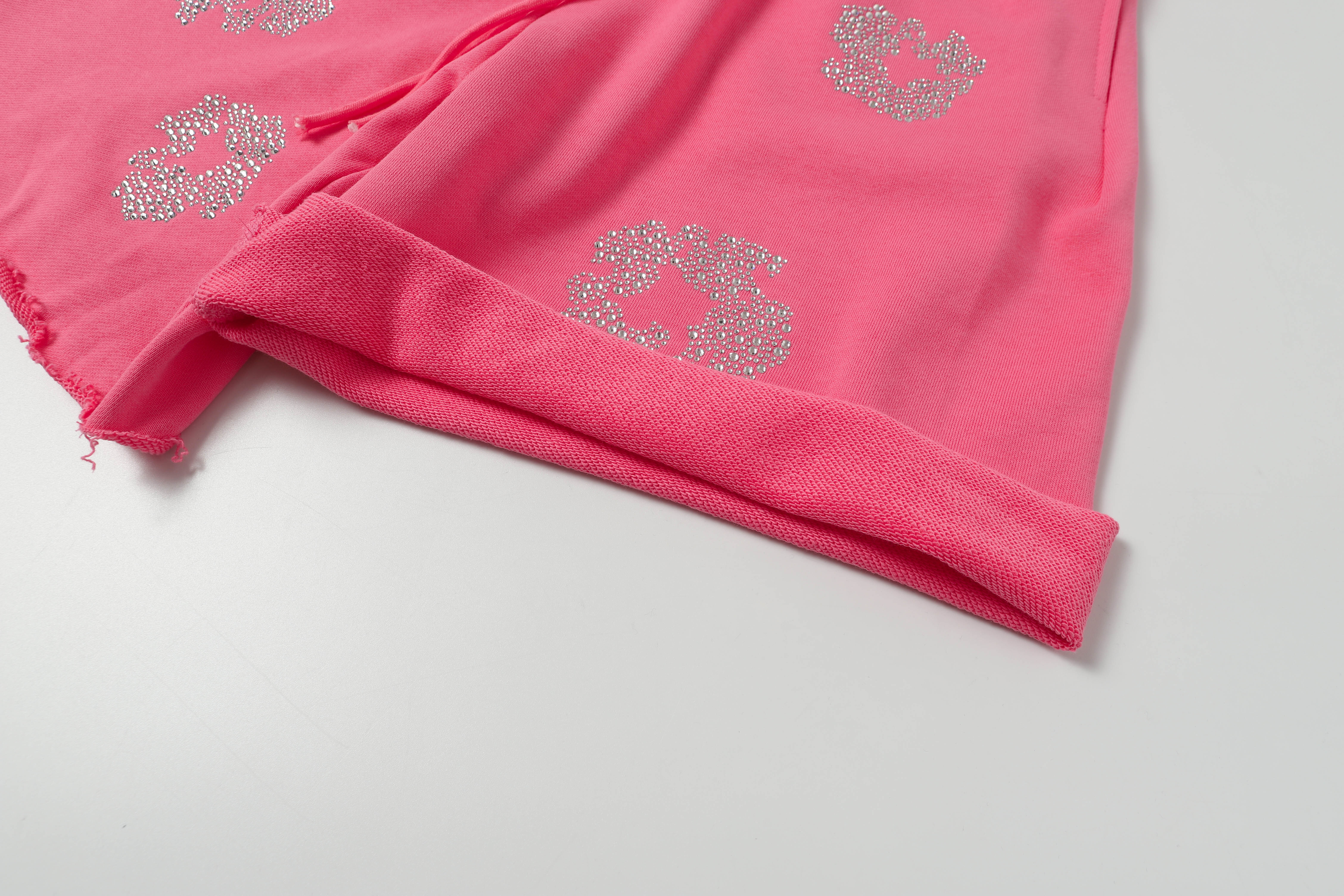 EM Sneakers Denim Tears Cotton Wreath T-shirt & Shorts Pink and Diamond