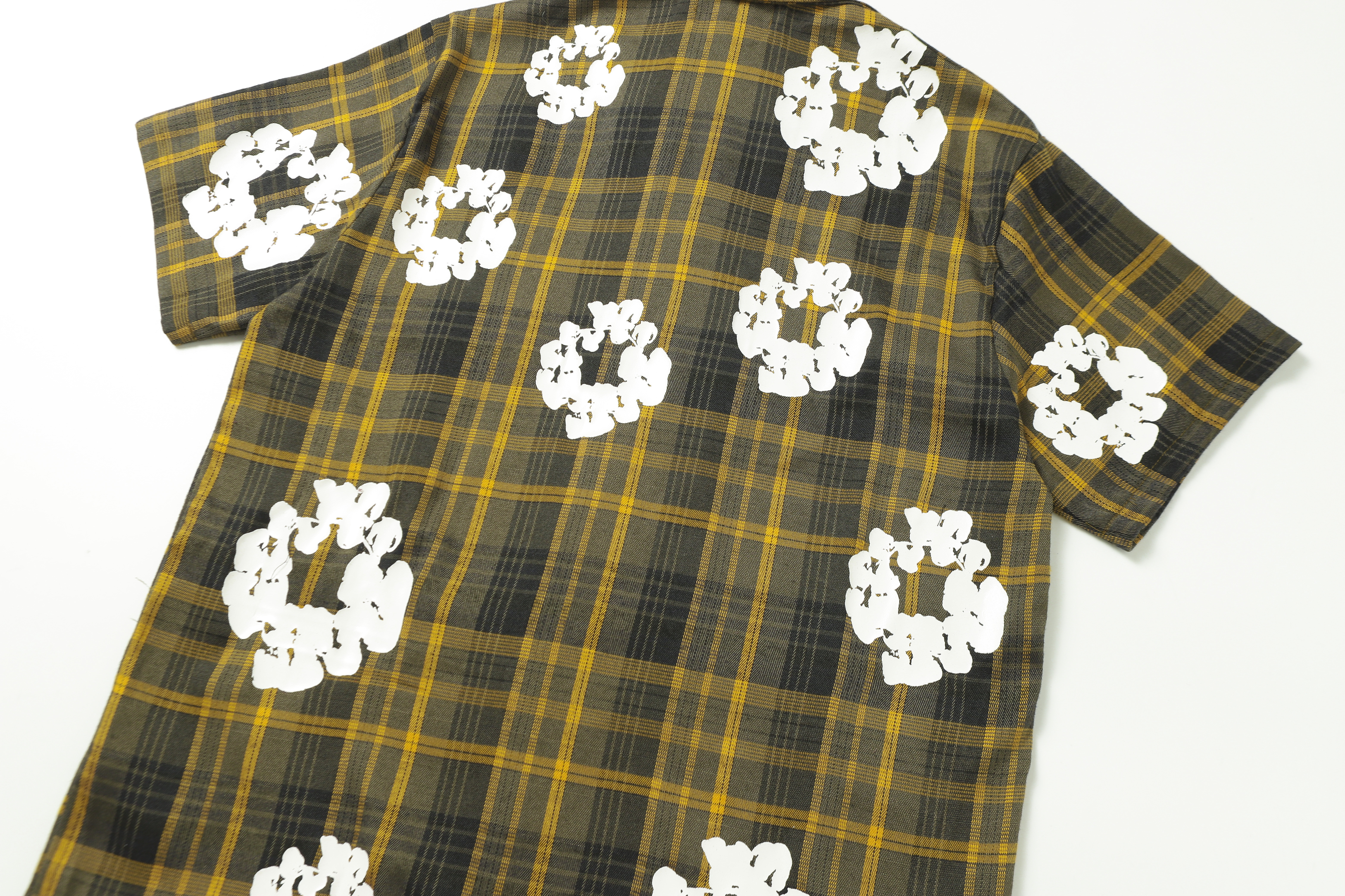 EM Sneakers Denim Tears Kapok Plaid T-shirt & Shorts Sets Yellow