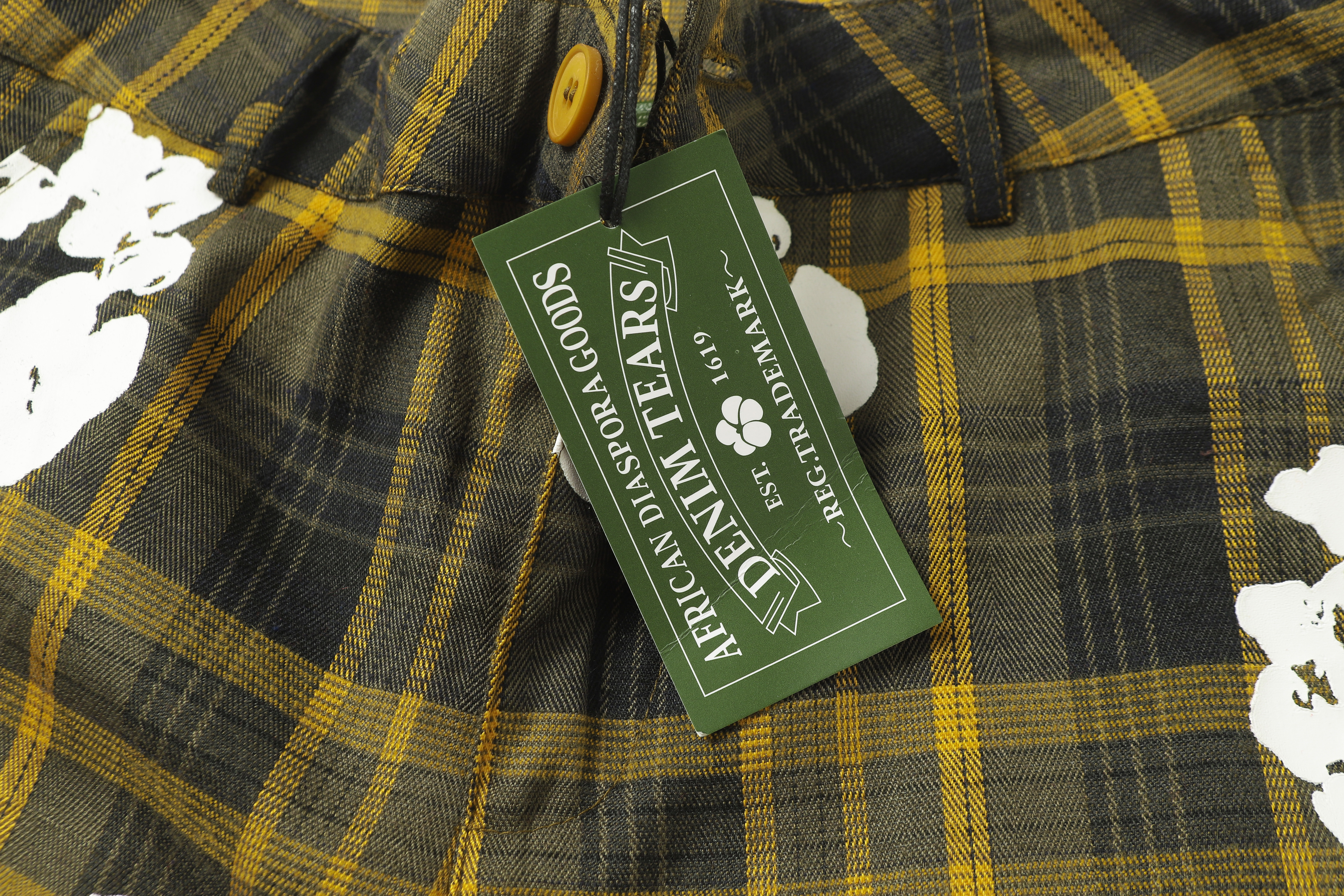 EM Sneakers Denim Tears Kapok Plaid T-shirt & Shorts Sets Yellow