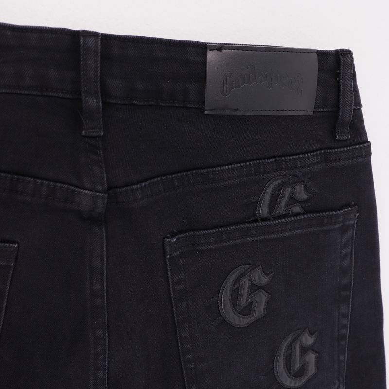 EM Sneakers Godspeed Infinity Denim v2 Black Washed Jeans with All-Over Leather "G" Logo Print-8218