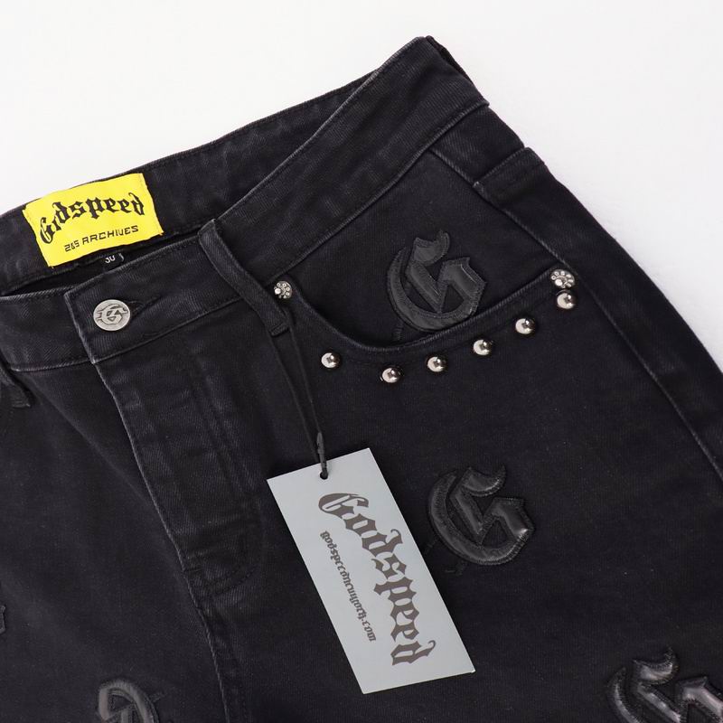 EM Sneakers Godspeed Infinity Denim v2 Black Washed Jeans with All-Over Leather "G" Logo Print-8218
