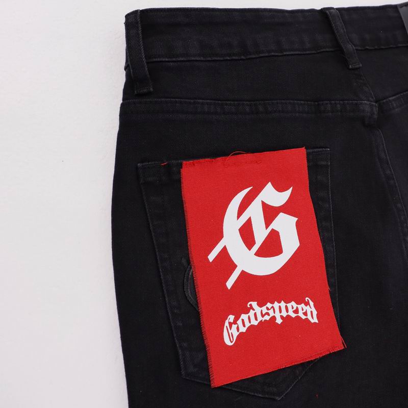 EM Sneakers Godspeed Infinity Denim v2 Black Washed Jeans with All-Over Leather "G" Logo Print-8218