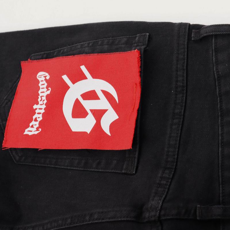 EM Sneakers Godspeed Infinity Denim v2 Black Washed Jeans with All-Over Leather "G" Logo Print-8218