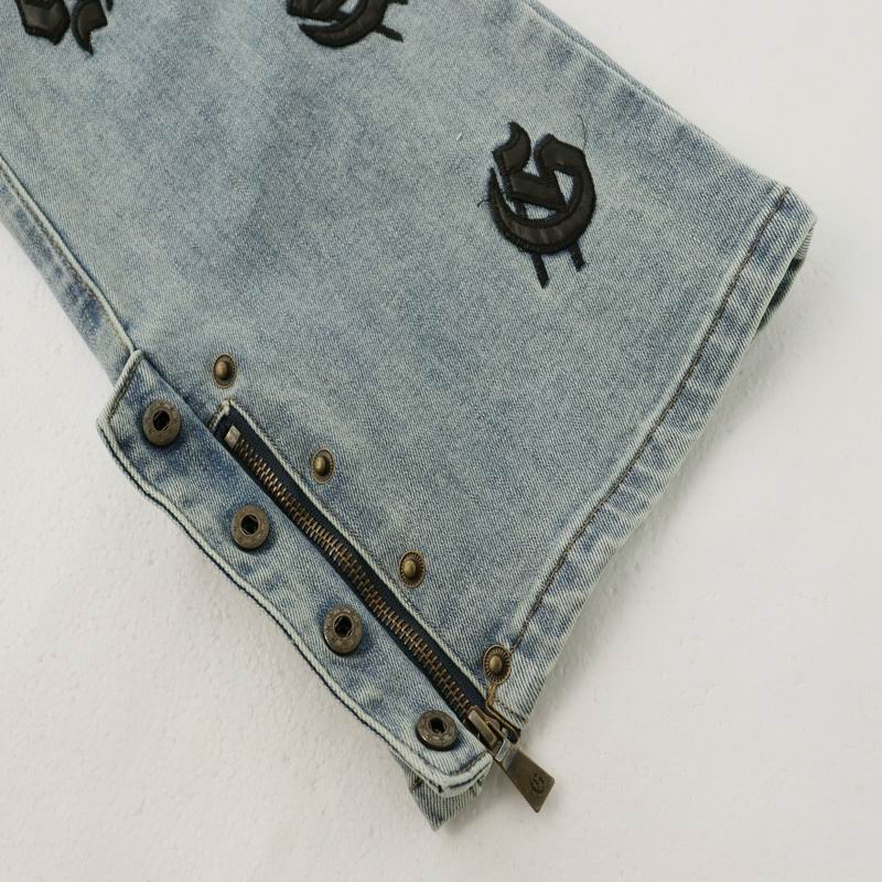 EM Sneakers Godspeed Infinity Denim v2 Blue Washed Jeans with All-Over Leather "G" Logo Print-8218