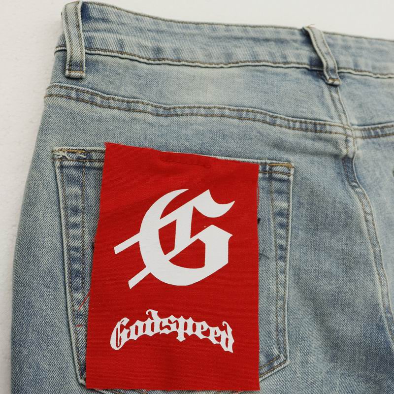 EM Sneakers Godspeed Infinity Denim v2 Blue Washed Jeans with All-Over Leather "G" Logo Print-8218