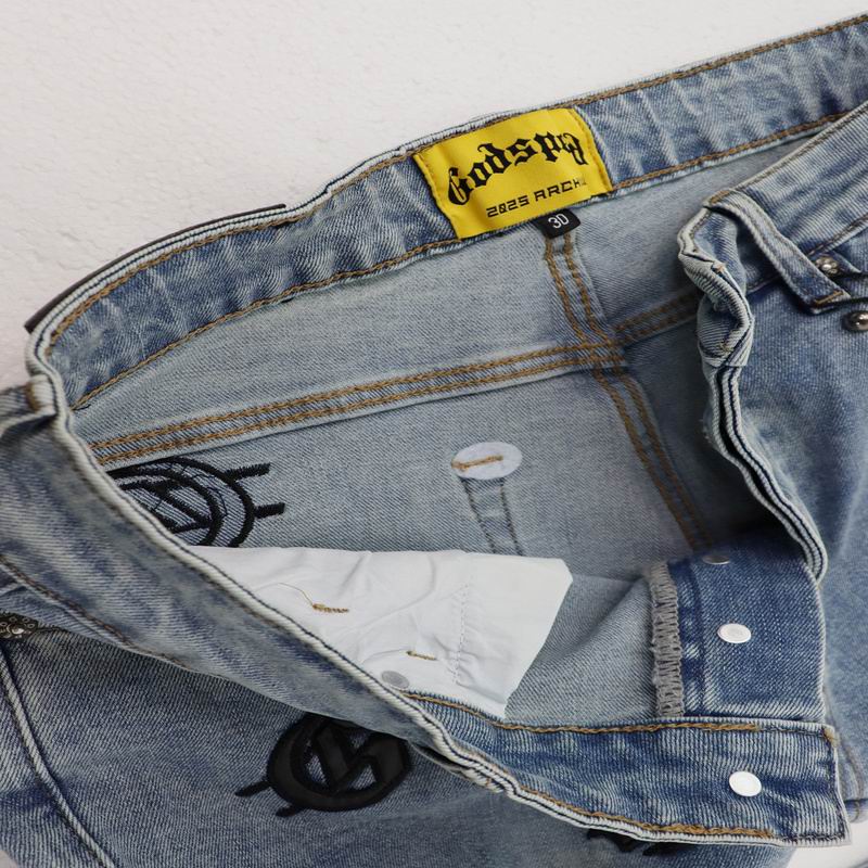 EM Sneakers Godspeed Infinity Denim v2 Blue Washed Jeans with All-Over Leather "G" Logo Print-8218