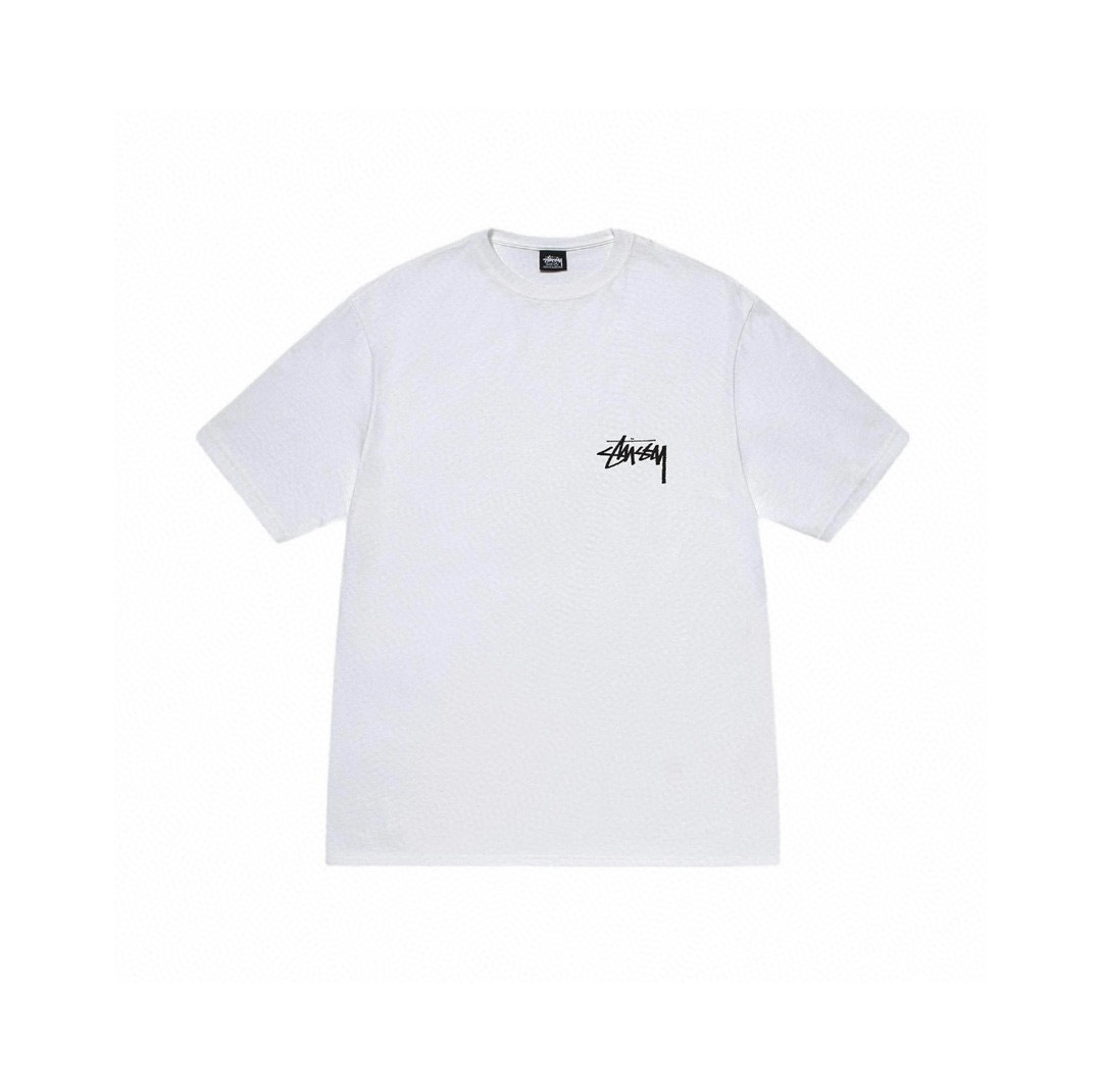 EM Sneakers Stussy 2023 Dice Letter Print T-Shirt-XB995 Black /White /Khaki /Hazy Blue