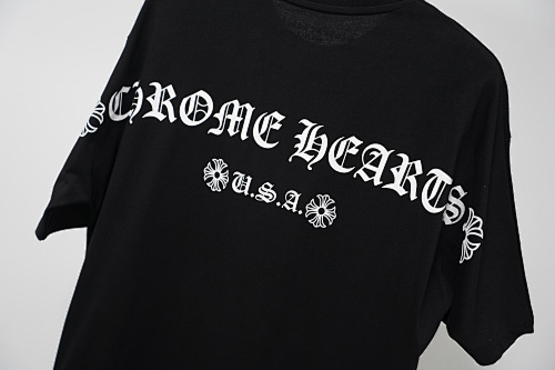 EM Sneakers Chrome Hearts Colorful Horseshoe Sanskrit Letters Printed T-shirt Black-2221