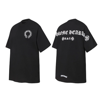 EM Sneakers Chrome Hearts Colorful Horseshoe Sanskrit Letters Printed T-shirt Black-2221 01