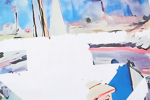 EM Sneakers OFF-WHITE Monet Oil Painting Arrow Print T-shirt #170 Black /White