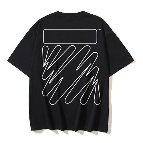 EM Sneakers OFF-WHITE Wavy Striped Print T-Shirt #171 Black /White