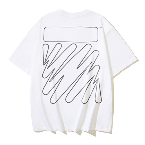 EM Sneakers OFF-WHITE Wavy Striped Print T-Shirt #171 Black /White