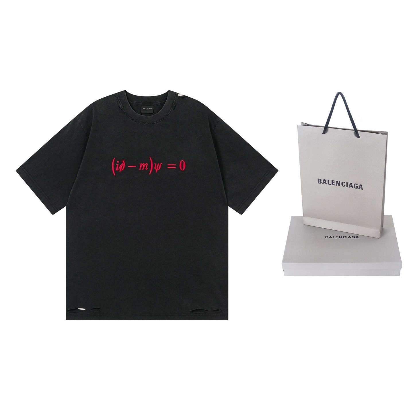 EM Sneakers Balenciaga Dirac Equation Embroidered T-Shirt Washed Black