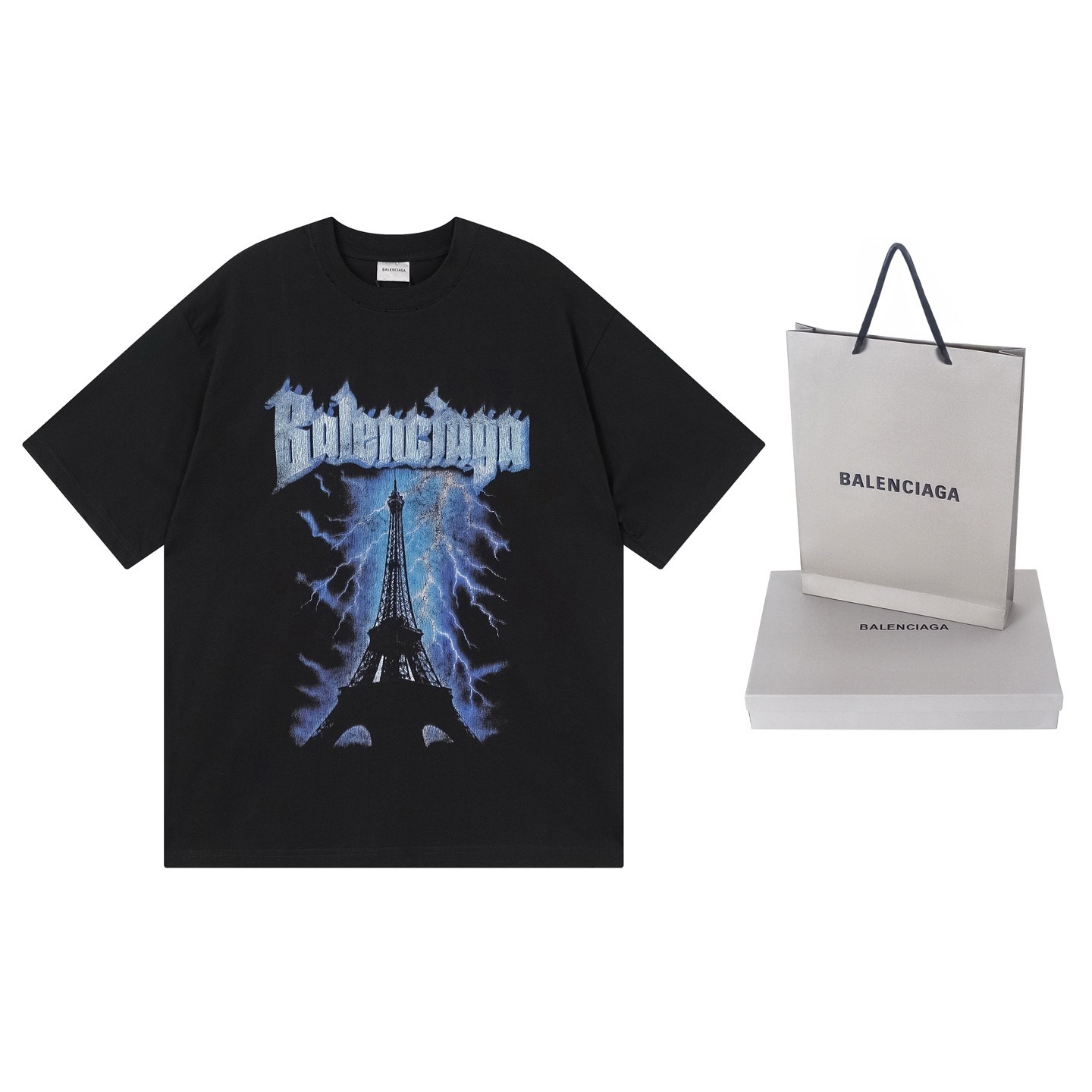 EM Sneakers Balenciaga Eiffel Tower Series Printed T-Shirt Black