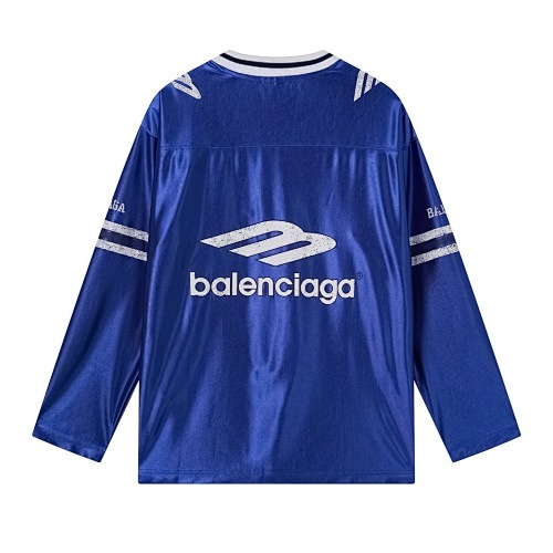 EM Sneakers Balenciaga FOOTBALL 3B Silhouette Custom Woven Ribbed V-Neck Long Sleeve Black /Gray /Gray