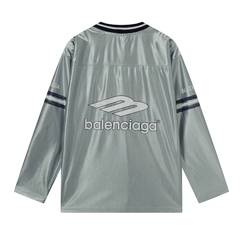 EM Sneakers Balenciaga FOOTBALL 3B Silhouette Custom Woven Ribbed V-Neck Long Sleeve Black /Gray /Gray