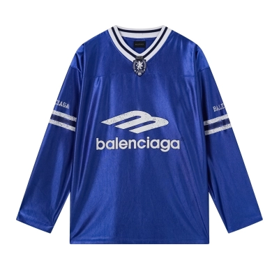 EM Sneakers Balenciaga FOOTBALL 3B Silhouette Custom Woven Ribbed V-Neck Long Sleeve Black /Gray /Gray 02