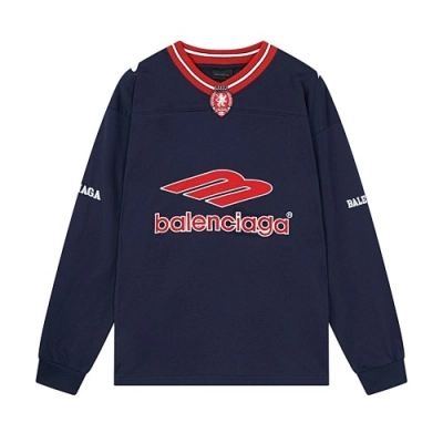 EM Sneakers Balenciaga FOoTBALL 3B Silhouette Ribbed V-Neck Embroidered Long Sleeve Black /Blue 02