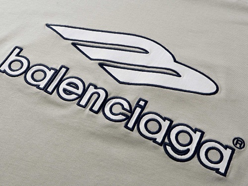 EM Sneakers Balenciaga FOoTBALL Collection 3B Silhouette Ribbed V-Neck Embroidered T-Shirt Black /Blue /Apricot