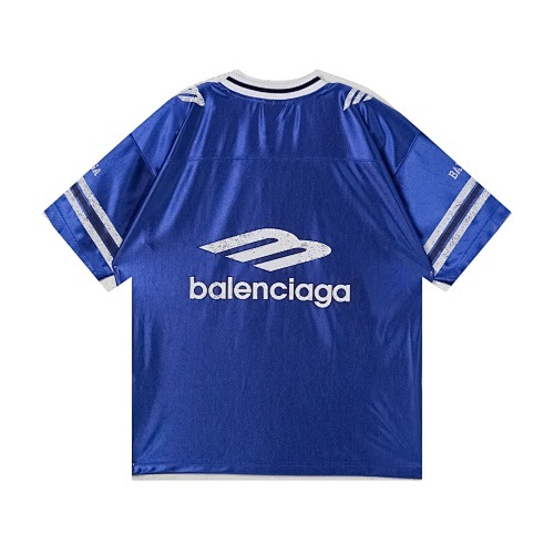 EM Sneakers Balenciaga FOoTBALL Collection: 3B Silhouette Ribbed V-Neck Printed T-Shirt Black /Blue /Gray