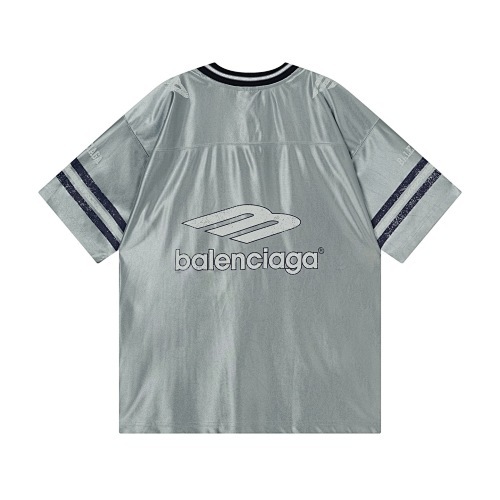 EM Sneakers Balenciaga FOoTBALL Collection: 3B Silhouette Ribbed V-Neck Printed T-Shirt Black /Blue /Gray