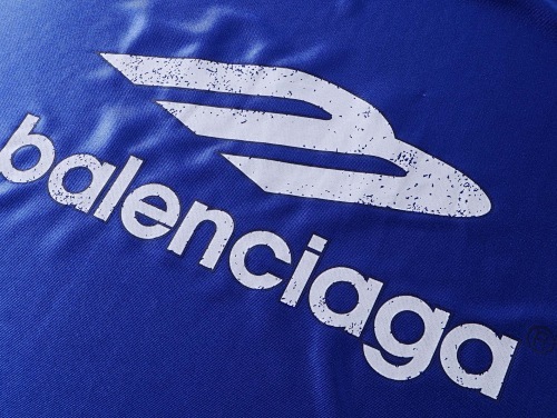 EM Sneakers Balenciaga FOoTBALL Collection: 3B Silhouette Ribbed V-Neck Printed T-Shirt Black /Blue /Gray