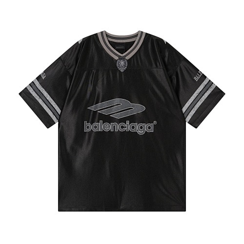 EM Sneakers Balenciaga FOoTBALL Collection: 3B Silhouette Ribbed V-Neck Printed T-Shirt Black /Blue /Gray