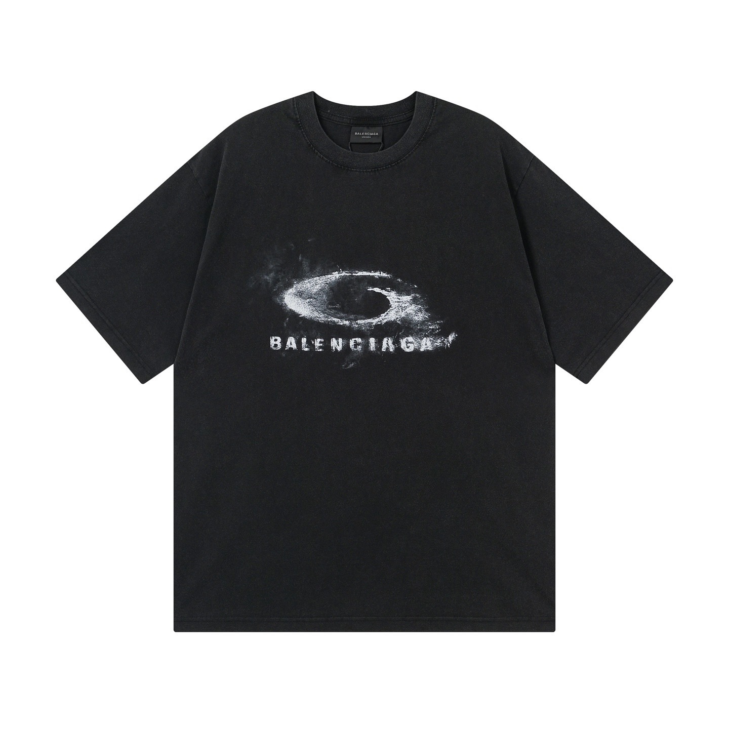 EM Sneakers Balenciaga Logo Smoke-Effect Direct-Print T-Shirt Washed Black