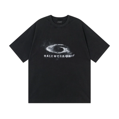 EM Sneakers Balenciaga Logo Smoke-Effect Direct-Print T-Shirt Washed Black 01