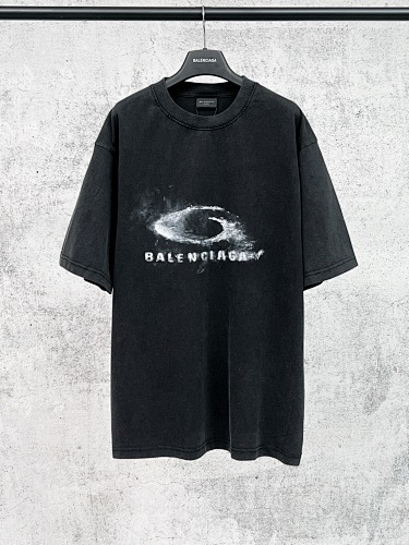 EM Sneakers Balenciaga Logo Smoke-Effect Direct-Print T-Shirt Washed Black