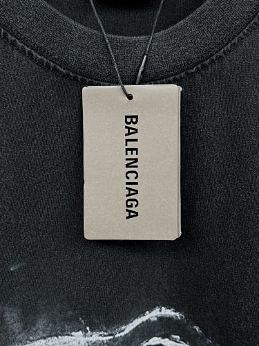 EM Sneakers Balenciaga Logo Smoke-Effect Direct-Print T-Shirt Washed Black