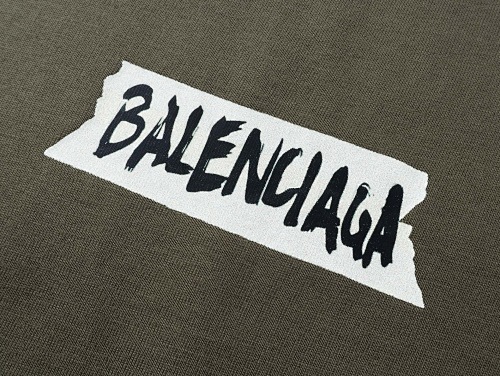 EM Sneakers Balenciaga Masking Tape Print T-Shirt Olive Green