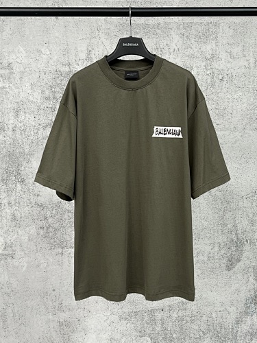 EM Sneakers Balenciaga Masking Tape Print T-Shirt Olive Green
