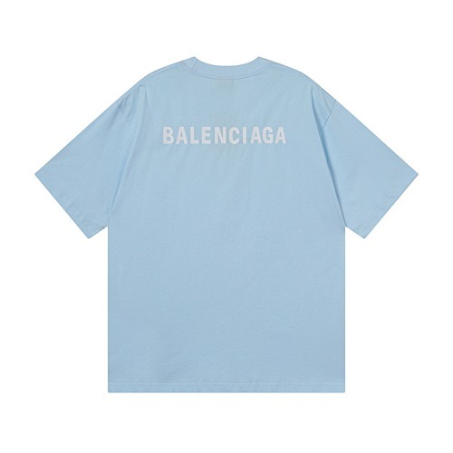 EM Sneakers Balenciaga Paris Logo Embroidered T-Shirt Blue