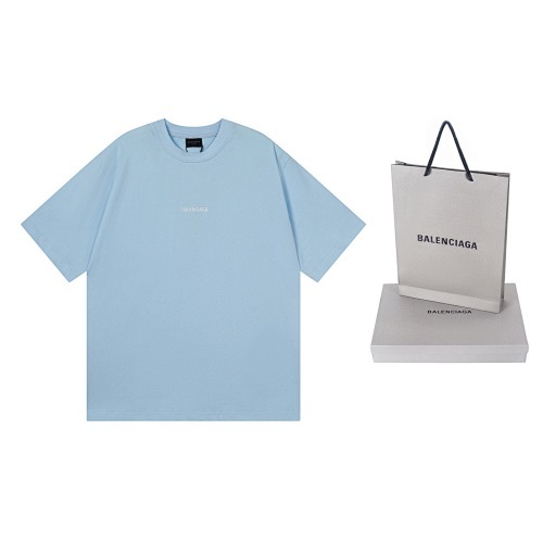 EM Sneakers Balenciaga Paris Logo Embroidered T-Shirt Blue