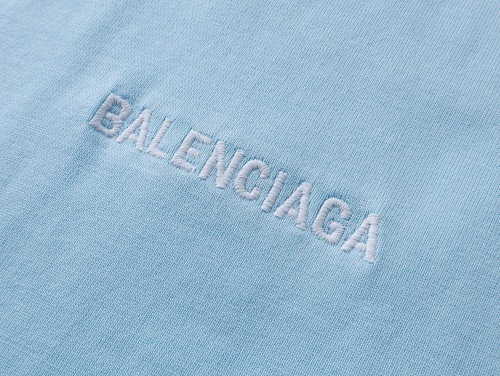 EM Sneakers Balenciaga Paris Logo Embroidered T-Shirt Blue