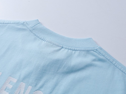 EM Sneakers Balenciaga Paris Logo Embroidered T-Shirt Blue